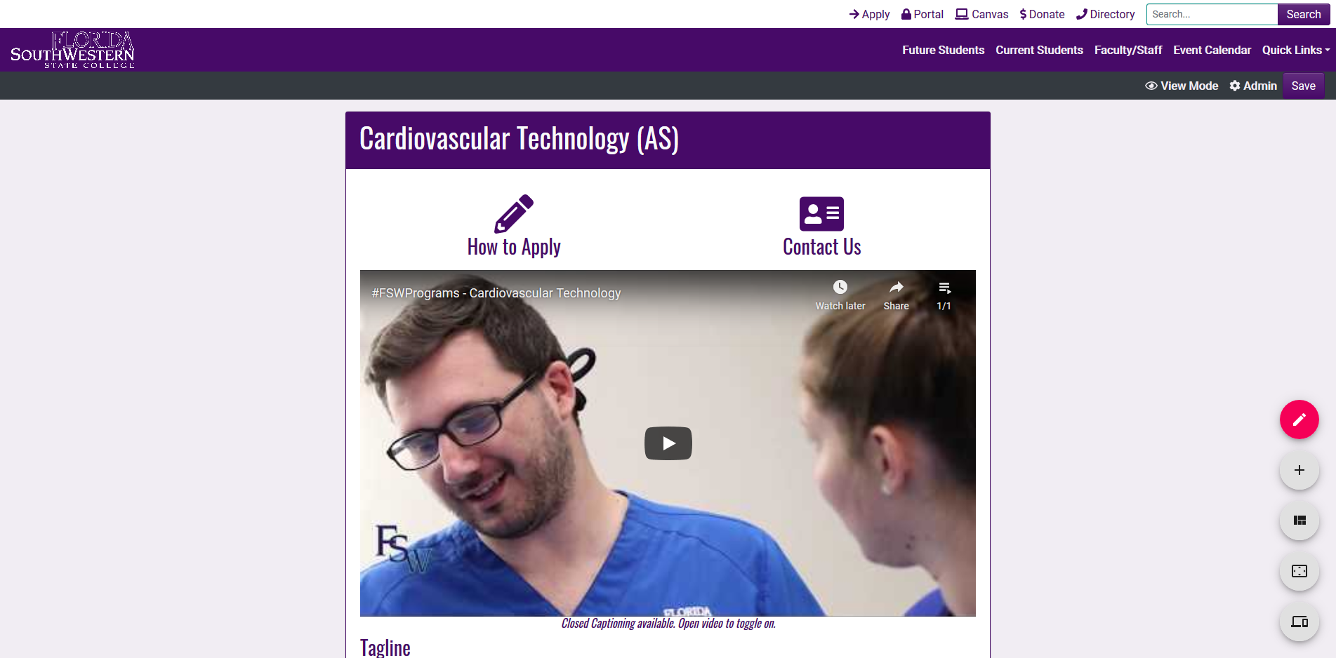 FSW CMS screenshot